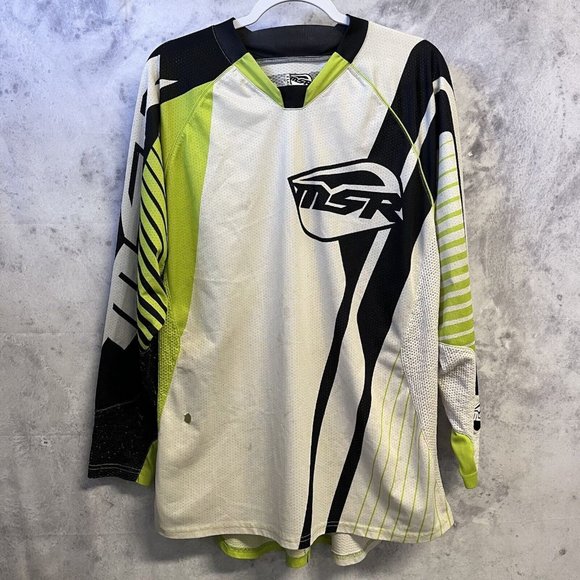 MSR Motocross Racing Jersey Mens XL Long Sleeve NXTAir Green White M5 - Picture 1 of 13